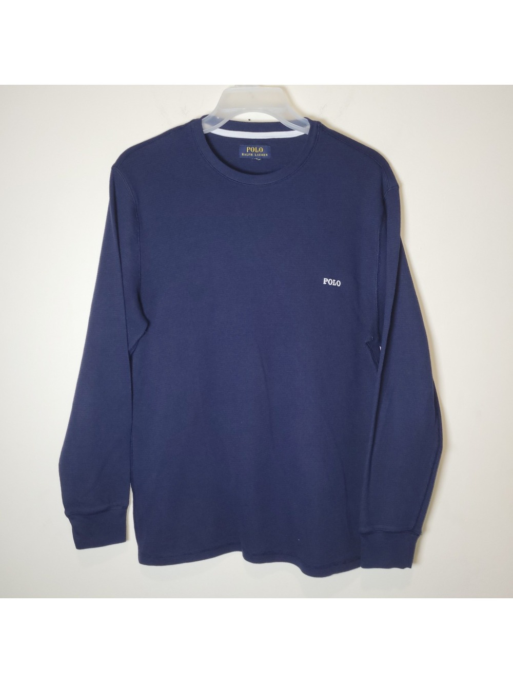 Polo Ralph Lauren Men's Navy Blue Waffle Knit Thermal Long Sleeve Shirt L